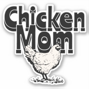 Black and White Vintage Chicken Mom Sticker