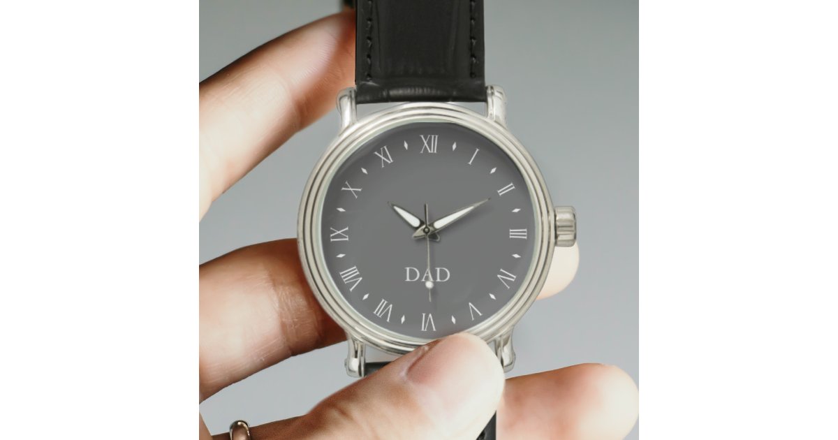 Black and White Vintage Dad Monogrammed Watch | Zazzle