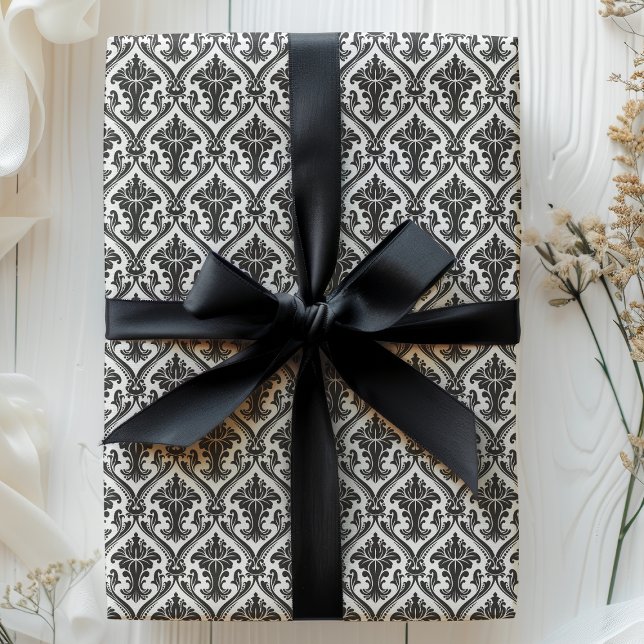 Black and White Vintage Damask Pattern Wrapping Paper (Creator Uploaded)