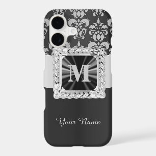 Black and white vintage damask personalized iPhone 17 case