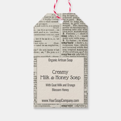 Black and White Vintage Dictionary Definition Soap Gift Tags
