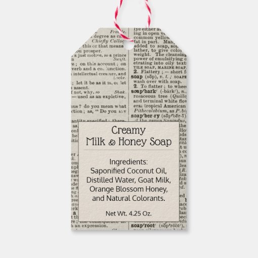 Black and White Vintage Dictionary Definition Soap Gift Tags Zazzle