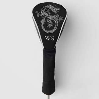 Black and White Vintage Dragon Monogram Initial