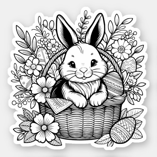 Black and White Vintage Easter Bunny Rabbit   Sticker