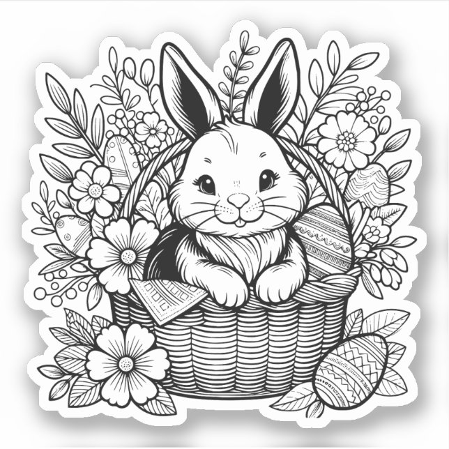 Black and White Vintage Easter Bunny Rabbit   Sticker (Front)
