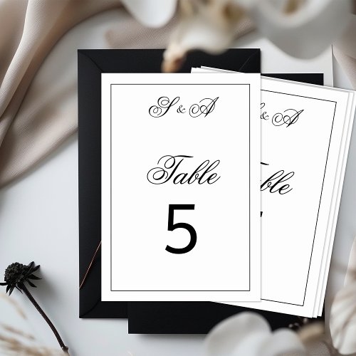 Black and White Vintage Elegance Wedding  Table Number