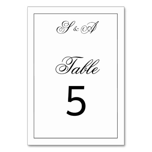 Black and White Vintage Elegance Wedding  Table Number