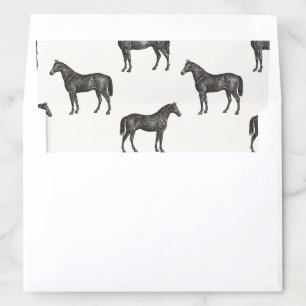 Black and White Vintage Equestrian Horse Pattern  Envelope Liner
