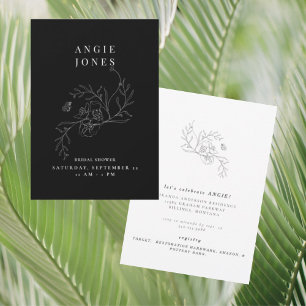 Black and White Vintage Floral Bridal Shower Invitation