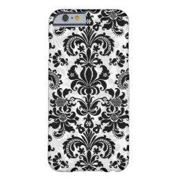 Black And White Vintage Floral Damask Barely There iPhone 6 Case