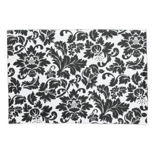 Black And White Vintage Floral Damask Pillow Case