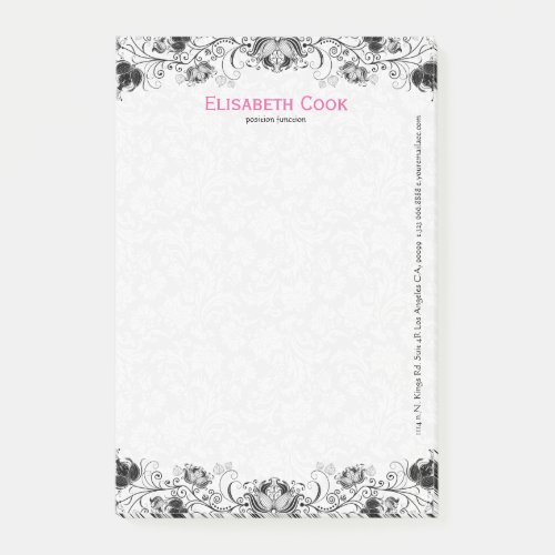 Black And White Vintage Floral Lace Post_it Notes