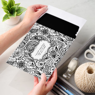 Black and White Vintage Floral Paisley Pattern Envelope Mailers