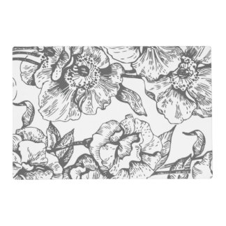 Black and White Vintage Floral Placemat
