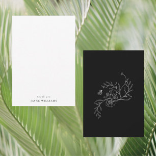 Black and White Vintage Floral Shower Thank You Card