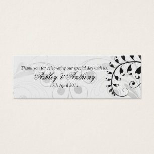 Black and White Vintage Floral Wedding Favour Tags