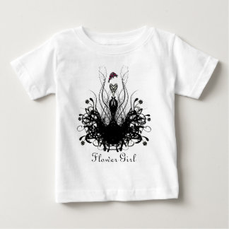 Black and White Vintage Flower Girl  Baby T-Shirt