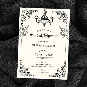 Black and white Vintage gothic arch bridal shower Invitation