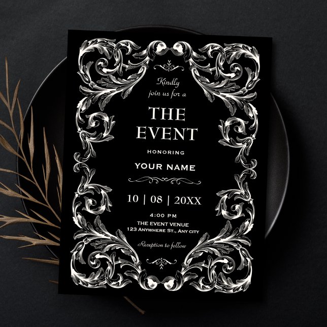 Black and white Vintage Gothic  Invitation (Creator Uploaded)