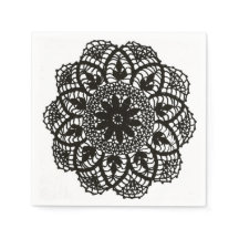 Black and White Vintage Lace Doily Napkin