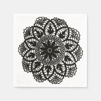 Black and White Vintage Lace Doily Napkin