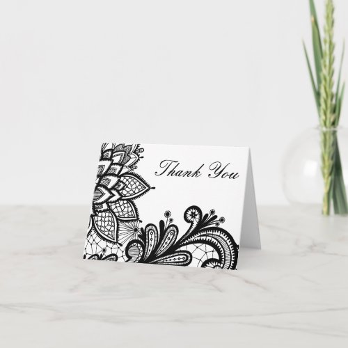 Black and White Vintage Lace  Thank You Card