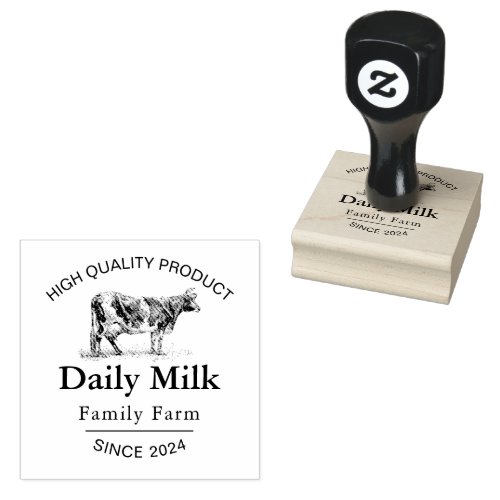 Black and White Vintage Milk Family Farm Rubber Stamp