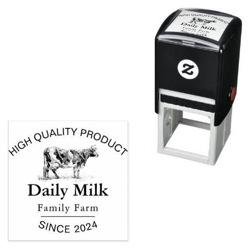 Black and White Vintage Milk Family Farm Self_inking Stamp