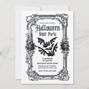 Black and White Vintage Office Halloween Party Invitation