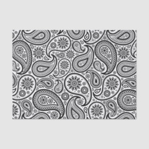 Black and White Vintage Ornate Paisley Tissue Paper