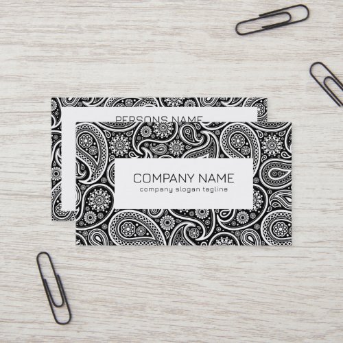 Black and white vintage paisley pattern business card