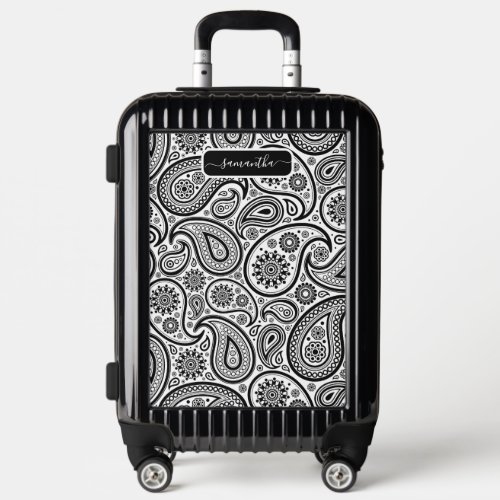 Black and white vintage paisley pattern luggage