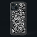 Black & and white vintage paisley pattern iPhone 13 case<br><div class="desc">Elegant white vintage paisley seamless pattern  over changeable black color background</div>