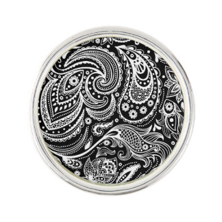 Black And White Vintage Paisley Pattern Pin