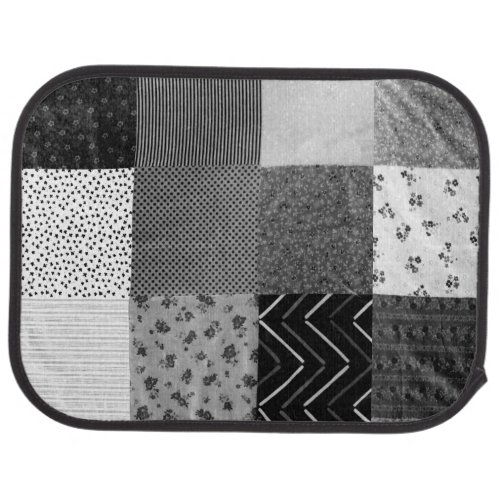 black and white vintage patchwork fabric squares car floor mat