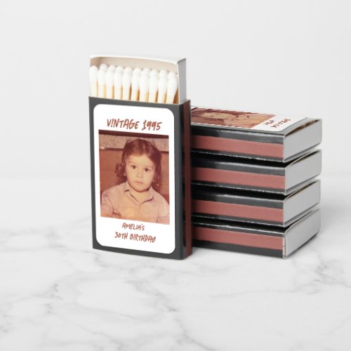 Black and white Vintage Photo Birthday  Matchboxes