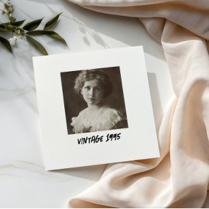 Black and white Vintage Photo Birthday  Napkins