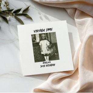 Black and white Vintage Photo Birthday Napkins