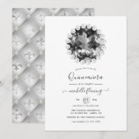 Black and White Vintage Quinceañera Invitation
