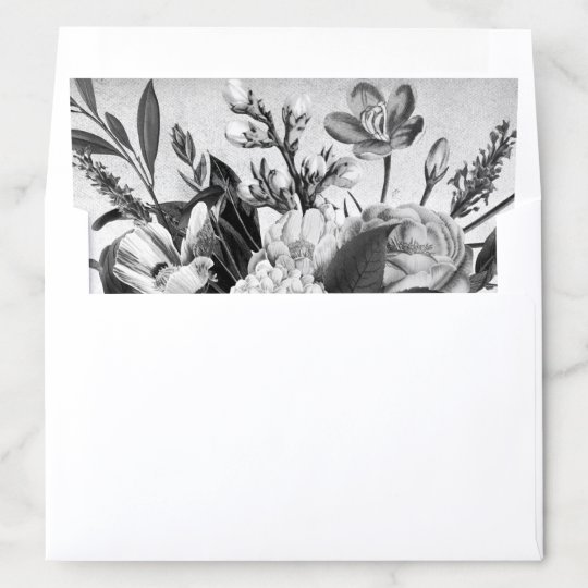 Black And White Vintage Rustic Floral Envelope Liner Zazzle Com