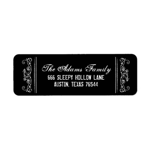 Black and White Vintage Scroll Halloween Address Label