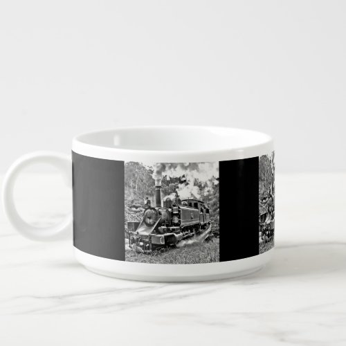 Black and White Vintage Steam Train Engine Bowl