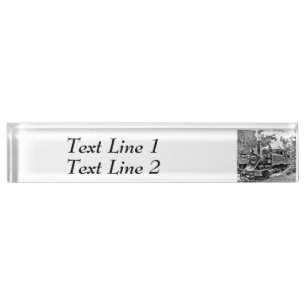 Black and White Vintage Steam Train Engine Nameplate
