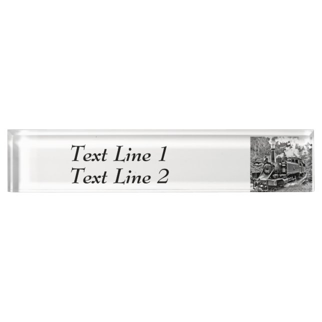 Black and White Vintage Steam Train Engine Nameplate (Front)