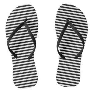 Black and White Vintage Thin Stripes Flip Flops