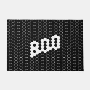 Black and White Vintage Tile Design Boo Doormat