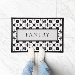 Black and White Vintage Tile Design Pantry Doormat