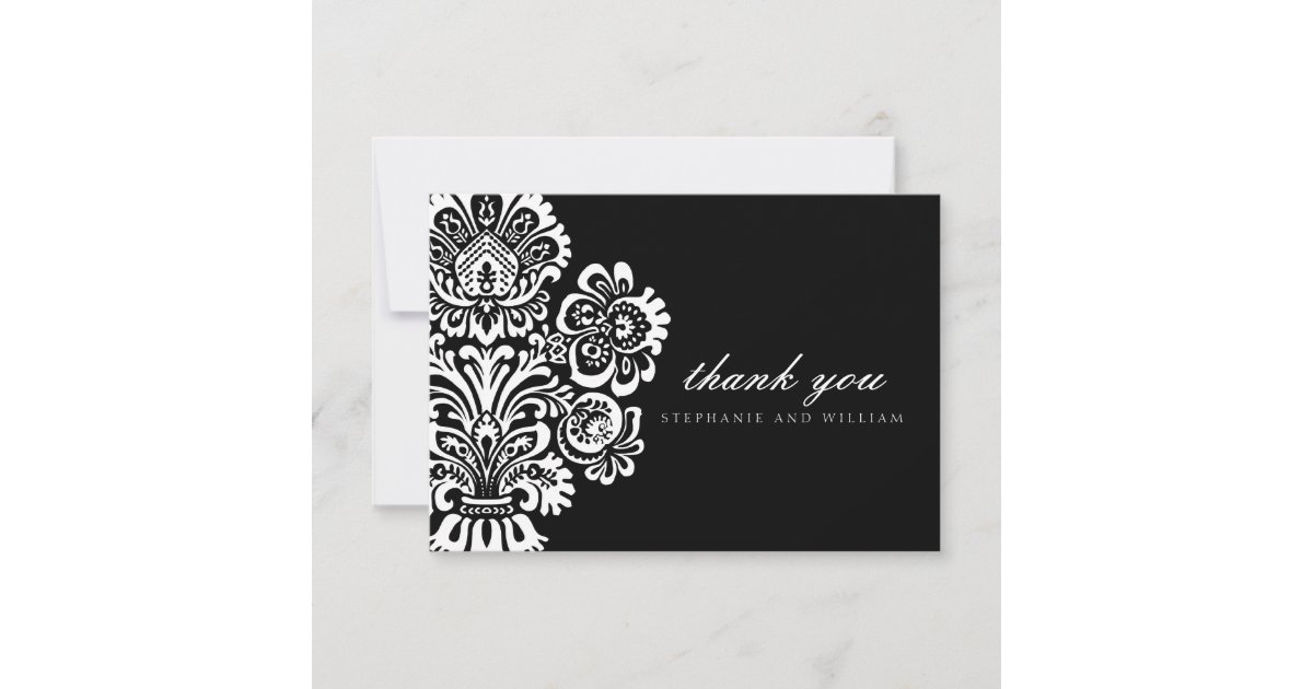 Black and White Vintage Wedding Thank You Card | Zazzle