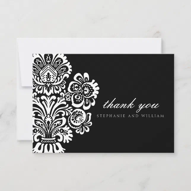 Black and White Vintage Wedding Thank You Card | Zazzle