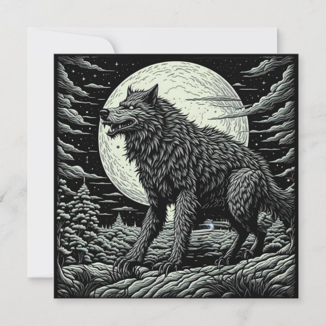 Black and white Vintage Werewolf Ai Art (Front)